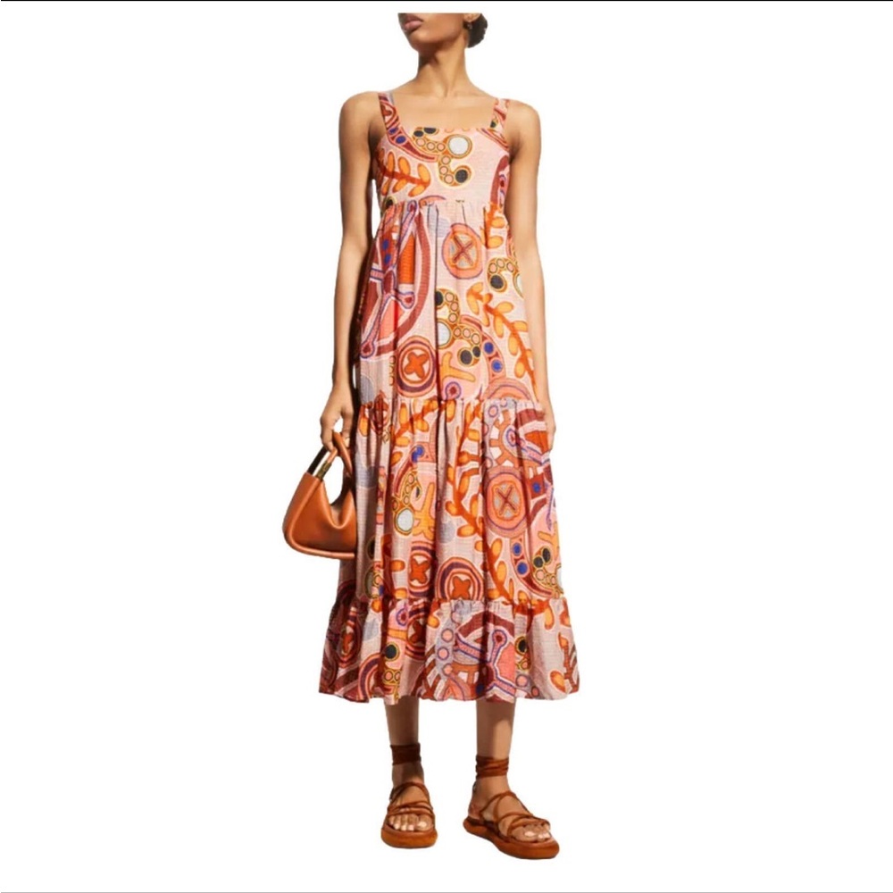 Marie Oliver Coral Stipple Colorful Orange Petra Dress NWT Size L Large - Picture 7 of 9